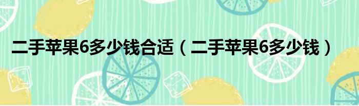 二手苹果6多少钱合适（二手苹果6多少钱）