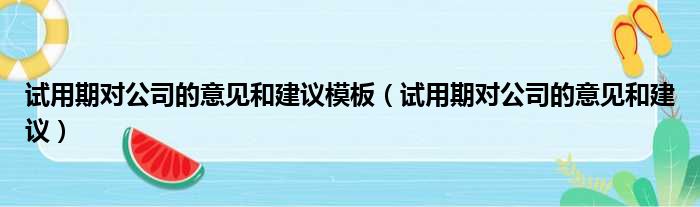 试用期对公司的意见和建议模板（试用期对公司的意见和建议）