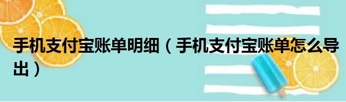 手机支付宝账单明细（手机支付宝账单怎么导出）