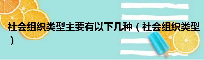 社会组织类型主要有以下几种（社会组织类型）