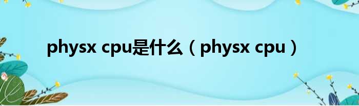 physx cpu是什么（physx cpu）