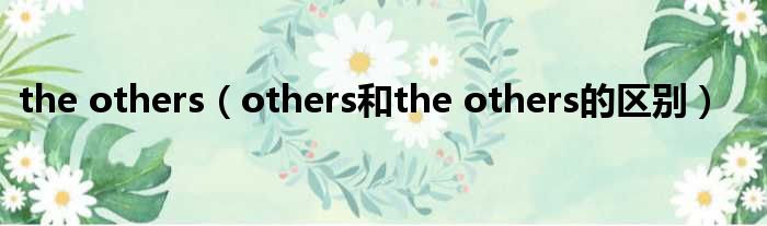 the others（others和the others的区别）