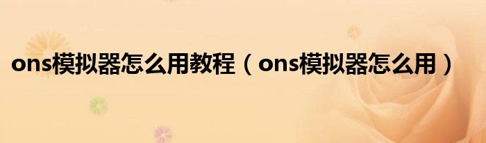 ons模拟器怎么用教程（ons模拟器怎么用）