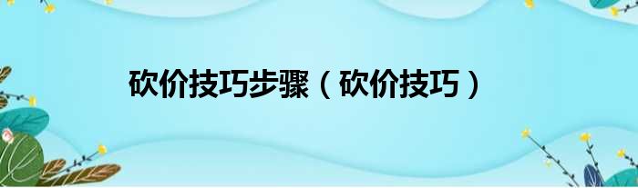 砍价技巧步骤（砍价技巧）