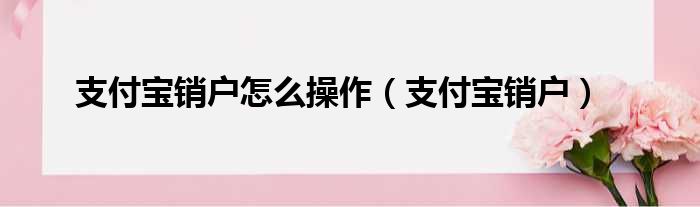 支付宝销户怎么操作（支付宝销户）