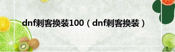 dnf刺客换装100（dnf刺客换装）