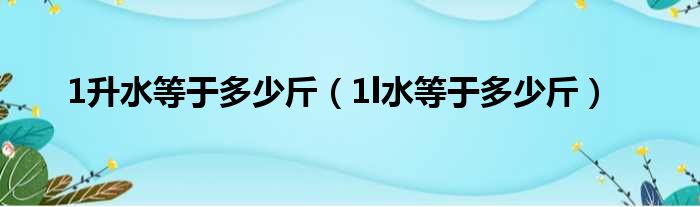 1升水等于多少斤（1l水等于多少斤）