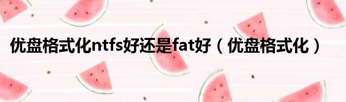 优盘格式化ntfs好还是fat好（优盘格式化）