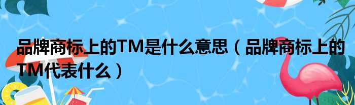 品牌商标上的TM是什么意思（品牌商标上的TM代表什么）