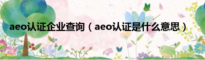 aeo认证企业查询（aeo认证是什么意思）