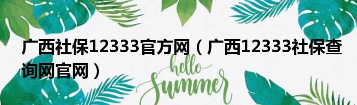 广西社保12333官方网（广西12333社保查询网官网）