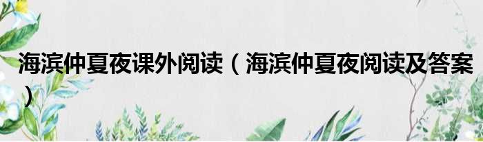 海滨仲夏夜课外阅读（海滨仲夏夜阅读及答案）