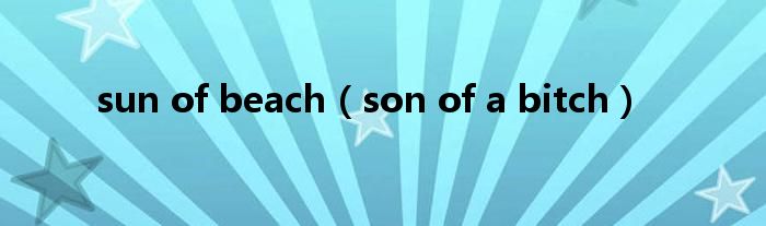 sun of beach（son of a bitch）