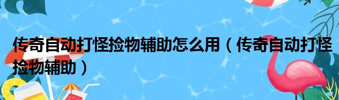 传奇自动打怪捡物辅助怎么用（传奇自动打怪捡物辅助）