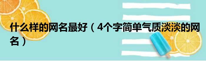 什么样的网名最好（4个字简单气质淡淡的网名）