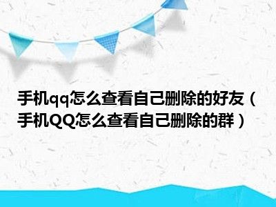 手机qq怎么查看自己删除的好友（手机QQ怎么查看自己删除的群）