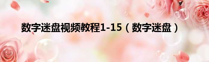 数字迷盘视频教程1-15（数字迷盘）