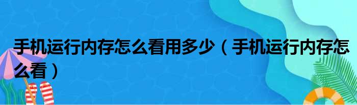 手机运行内存怎么看用多少（手机运行内存怎么看）