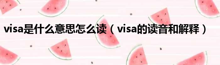 visa是什么意思怎么读（visa的读音和解释）