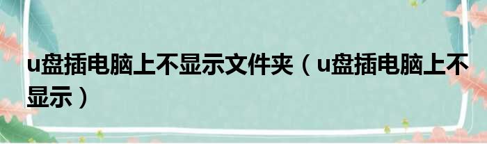 u盘插电脑上不显示文件夹（u盘插电脑上不显示）