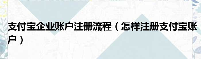 支付宝企业账户注册流程（怎样注册支付宝账户）