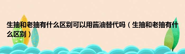 生抽和老抽有什么区别可以用酱油替代吗（生抽和老抽有什么区别）