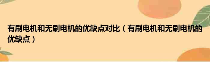 有刷电机和无刷电机的优缺点对比（有刷电机和无刷电机的优缺点）