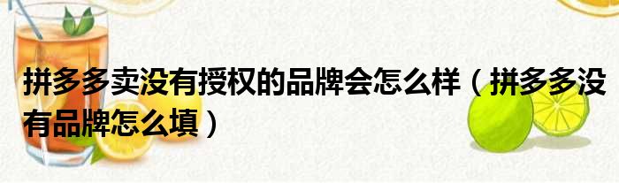 拼多多卖没有授权的品牌会怎么样（拼多多没有品牌怎么填）