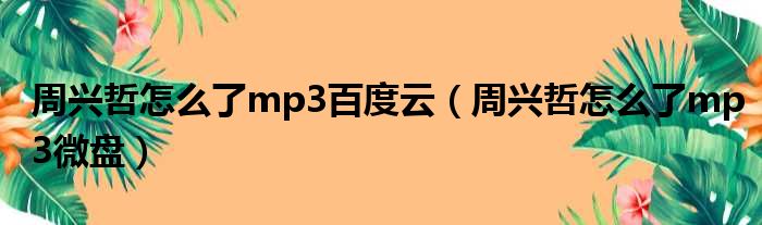 周兴哲怎么了mp3百度云（周兴哲怎么了mp3微盘）