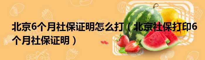 北京6个月社保证明怎么打（北京社保打印6个月社保证明）