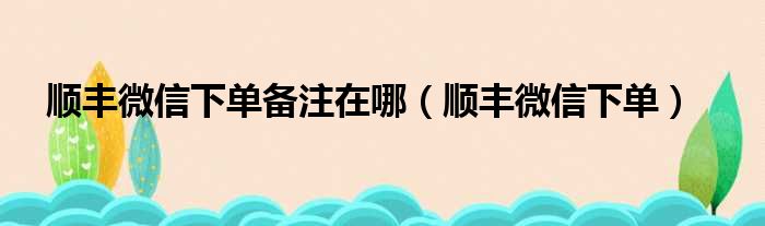 顺丰微信下单备注在哪（顺丰微信下单）