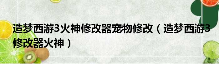 造梦西游3火神修改器宠物修改（造梦西游3修改器火神）