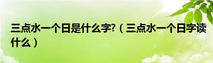 三点水一个日是什么字 （三点水一个日字读什么）