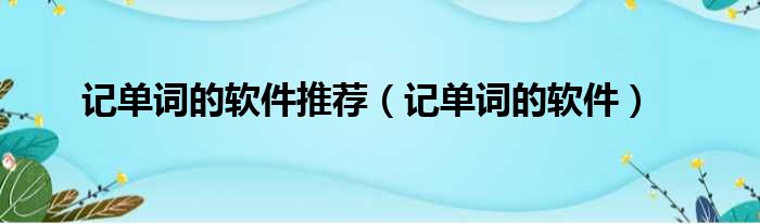 记单词的软件推荐（记单词的软件）