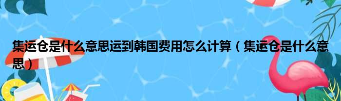 集运仓是什么意思运到韩国费用怎么计算（集运仓是什么意思）