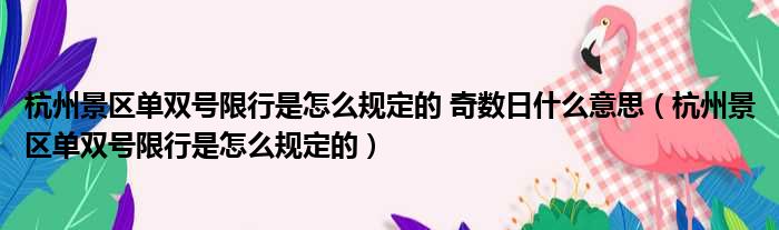 杭州景区单双号限行是怎么规定的 奇数日什么意思（杭州景区单双号限行是怎么规定的）