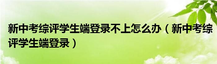 新中考综评学生端登录不上怎么办（新中考综评学生端登录）