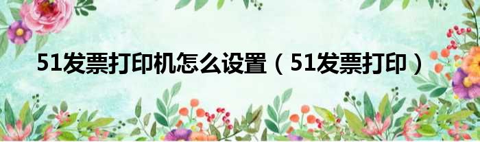 51发票打印机怎么设置（51发票打印）