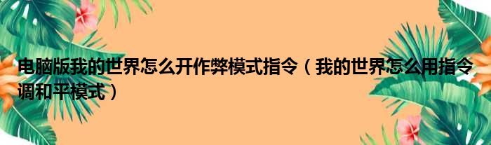 电脑版我的世界怎么开作弊模式指令（我的世界怎么用指令调和平模式）