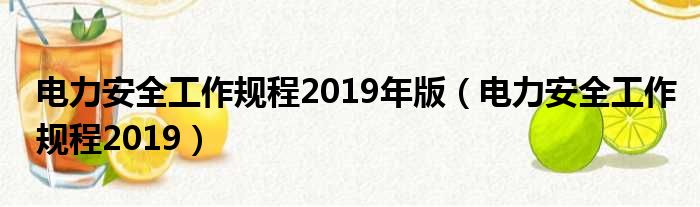 电力安全工作规程2019年版（电力安全工作规程2019）