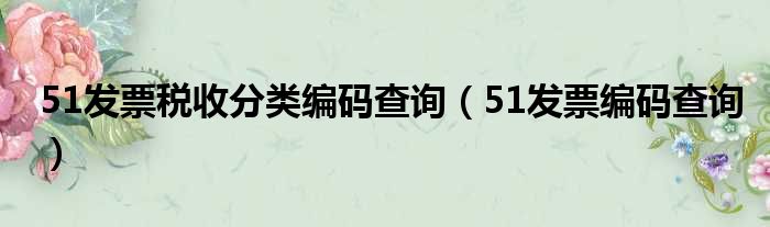 51发票税收分类编码查询（51发票编码查询）