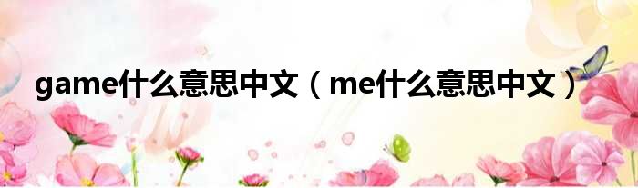 game什么意思中文（me什么意思中文）