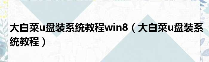 大白菜u盘装系统教程win8（大白菜u盘装系统教程）