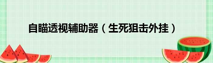 自瞄透视辅助器（生死狙击外挂）