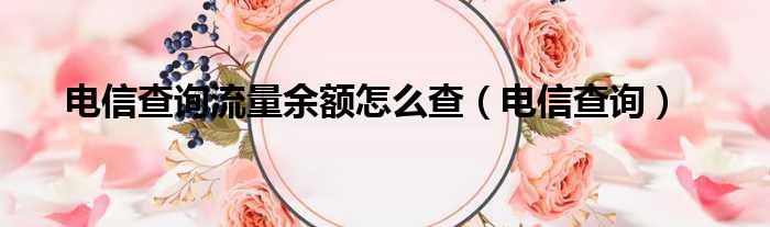 电信查询流量余额怎么查（电信查询）