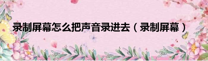 录制屏幕怎么把声音录进去（录制屏幕）