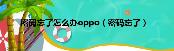 密码忘了怎么办oppo（密码忘了）