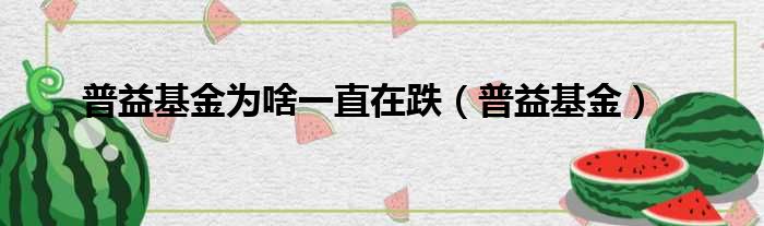 普益基金为啥一直在跌（普益基金）