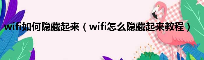 wifi如何隐藏起来（wifi怎么隐藏起来教程）