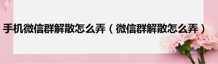 手机微信群解散怎么弄（微信群解散怎么弄）